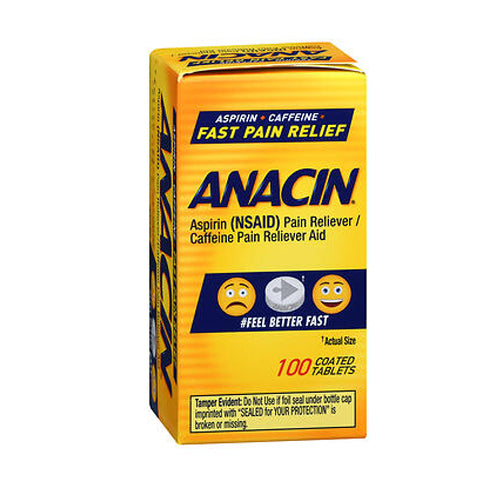 Anacin, Anacin Pain Relief Aspirin Tablets, 100 tabs