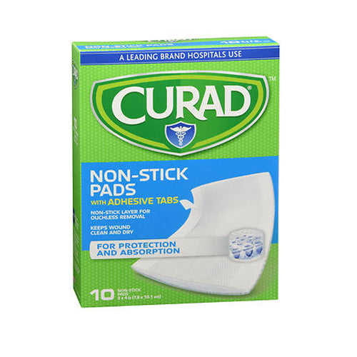 Curad Non Stick Pads With Adhesive Tabs ouchless of size: 3 X 4 inch, 10 Each By Medline