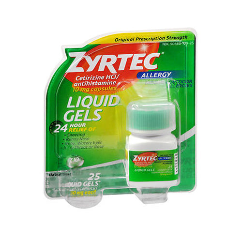 Zyrtec, Zyrtec Allergy Liquid Gels, 10 mg, 25 caps