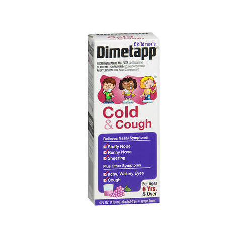 Dimetapp, Dimetapp Dm Elixir Childrens Cold Cough Liquid, Grape Flavor 4 oz