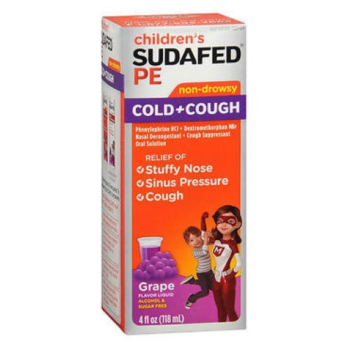 Sudafed Pe, Sudafed Pe Childrens Cold Cough Liquid, Grape 4 oz